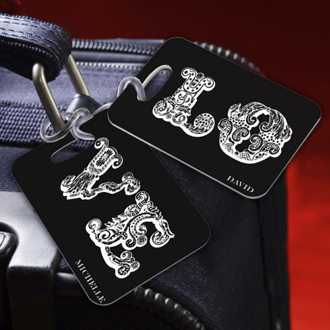 Couples Sojourn Luggage Tag - Love Black