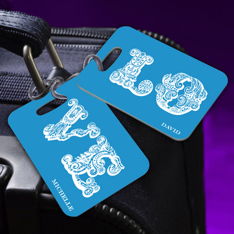 Couples Sojourn Luggage Tag - Love Blue