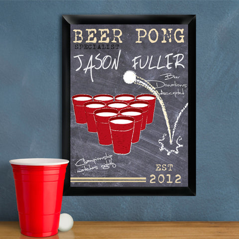 Beer Pong Traditional Sign - Champion - PersonalizationPop Test Store
