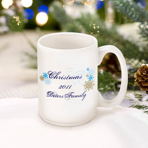 Christmas Coffee Mug - Snowflakes - PersonalizationPop Test Store