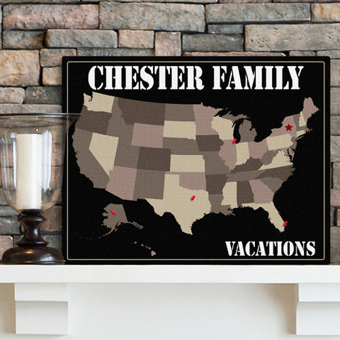 Americana Family Map Canvas - Spectrum - PersonalizationPop Test Store