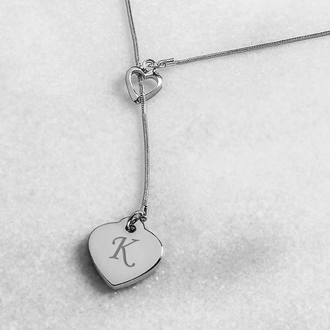 Personalized Double Heart Lariat Necklace - PersonalizationPop Test Store