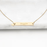 Gold Personalized Bar Necklace with Heart Charm
