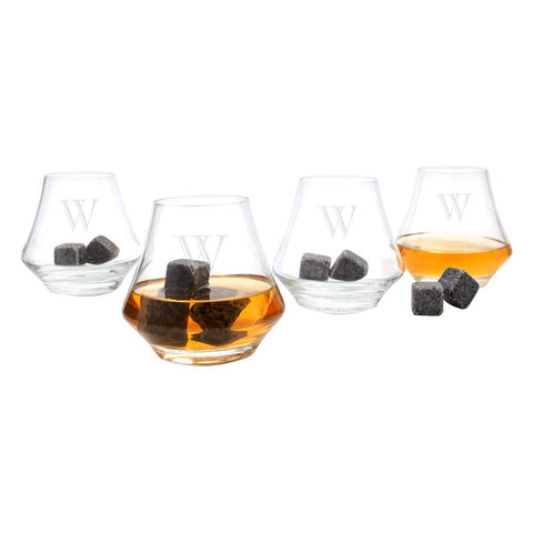 Personalized Contemporary Whiskey Glasses with Whiskey Soapstones - PersonalizationPop Test Store