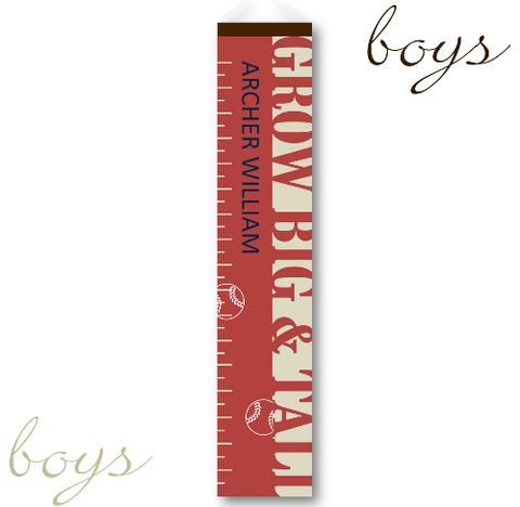 Kids Growth Charts - Personalized Big and Tall Baseball Growth Chart