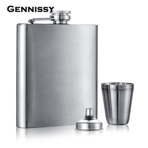 GENNISSY New Arrival Brand Exquisite 7oz Mini Portable Stainless Steel Metal Flask Set With Gift Box Best Gift For Groomsmen - PersonalizationPop Test Store