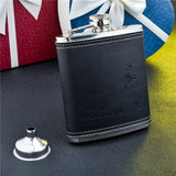 GENNISSY 7oz Black Leather Covered Hip Flask With Funnel Luxury Brand Drink Flasks Best for Groomsmen Gifts - PersonalizationPop Test Store